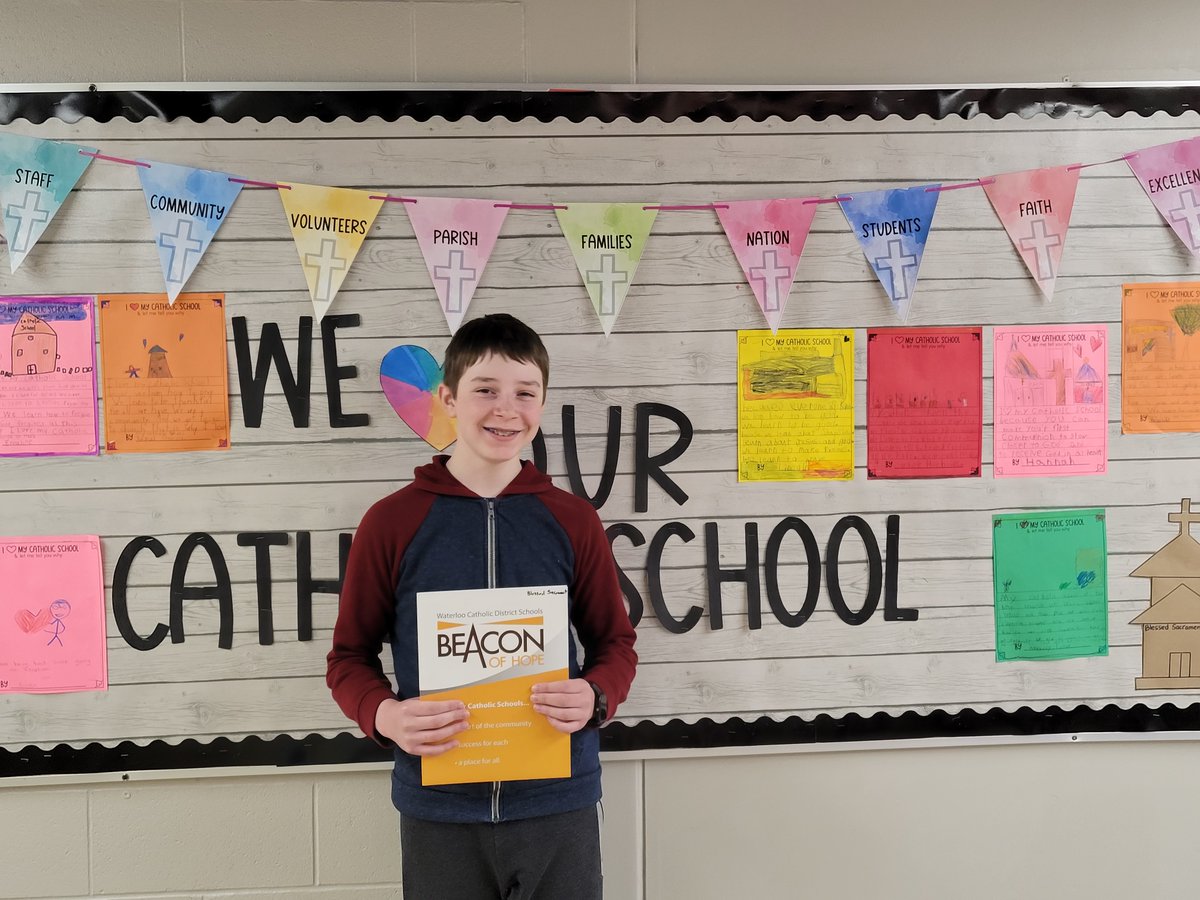 A big congratulations to Tommy Hoch who is our Beacon of Hope recipient this year! We would be lost with out his tech skills, leadership and care he demonstrates to everyone! #WCDSBAwaken #BeaconofHope #CatholicEducationWeek