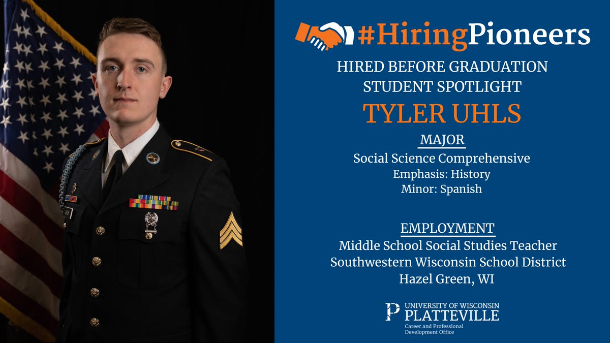 Hired Before Graduation Student Spotlight
 
Tyler Uhls
Hometown: Sparta, WI

Major: Social Science Comprehensive
Emphasis: History
Minor: Spanish
Employment: Middle School Social Studies Teacher, Southwestern Wisconsin School District