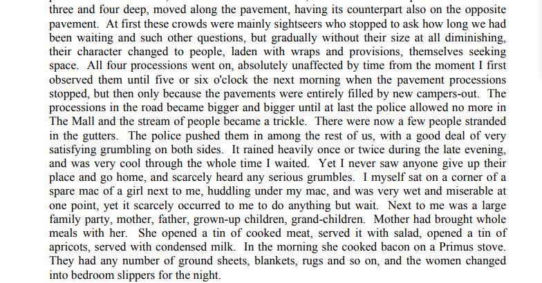Wyfan2's tweet photo. I've been reading the 1953 diary of actor #AngusMacKay, and what is was like to sit on the gravel in the rain overnight, waiting to see the Queen's Coronation procession https://t.co/OXCJ9aTqGw https://t.co/enTWt7qd1E