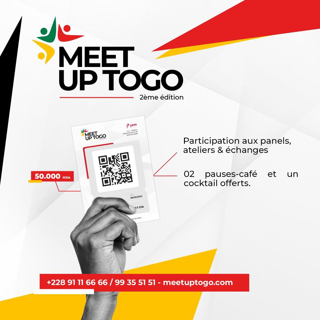 MeetUpTogo's tweet photo. Découvrez nos deux types de tickets pour le #MeetupTogo !
1️⃣ Le ticket à 50 000 FCFA vous donne accès à tous les #panels, ateliers, échanges ainsi qu'à deux pauses café et un cocktail. https://t.co/hthcorSDpc