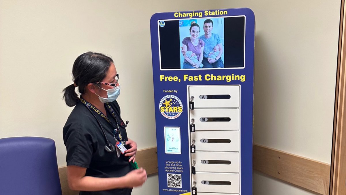 ChargeBox's tweet photo. Big shout out to @StarsAppeal charity who have funded #fastcharging services for @SalisburyNHS - a valuable addition to keep patients and visitors connected at critical times.

#hospitals #mobile #charging #patientcare #patientexperience #nhs #secure #sustainable #madeinuk https://t.co/nawrwrQrmB