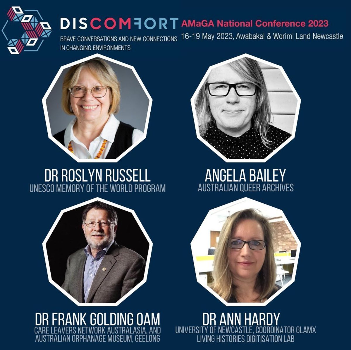 AMaGAhistorians's tweet photo. We're thrilled to announce our panel speakers for #AMAGA2023 🎤
⭐️Historicising Significance: How historians are changing collections⭐️
with Dr Roslyn Russell @ausmemory, Angela Bailey @AQuArchive, Dr Frank Golding @CLAN_AU and Dr Ann Hardy @UON_SpecColl 
🧵... https://t.co/K2k3jwW3rK