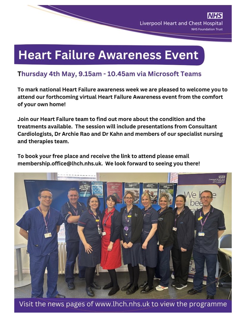 Amazing numbers already signed up to  our #HeartFailureAwareness webinar @LHCHFT this week. Please share to spread #HeartFailureAwareness so we can #DetectTheUndetected and encourage sign up ✍️ #HFAW2023 #25in25