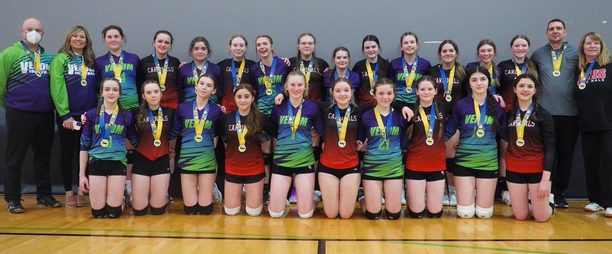 lmcrawley's tweet photo. Congratulations @RchsCardinals U14 girls on their Tier 1 Silver medal at Provincials. It was an intense game against Venom club team. Congrats to the Gold medal winners. Fantastic sportsmanship by all. Thank you coaches! @NLVolleyball #FemaleStrong https://t.co/wvqCeD2pR7
