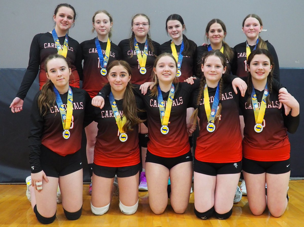 lmcrawley's tweet photo. Congratulations @RchsCardinals U14 girls on their Tier 1 Silver medal at Provincials. It was an intense game against Venom club team. Congrats to the Gold medal winners. Fantastic sportsmanship by all. Thank you coaches! @NLVolleyball #FemaleStrong https://t.co/wvqCeD2pR7
