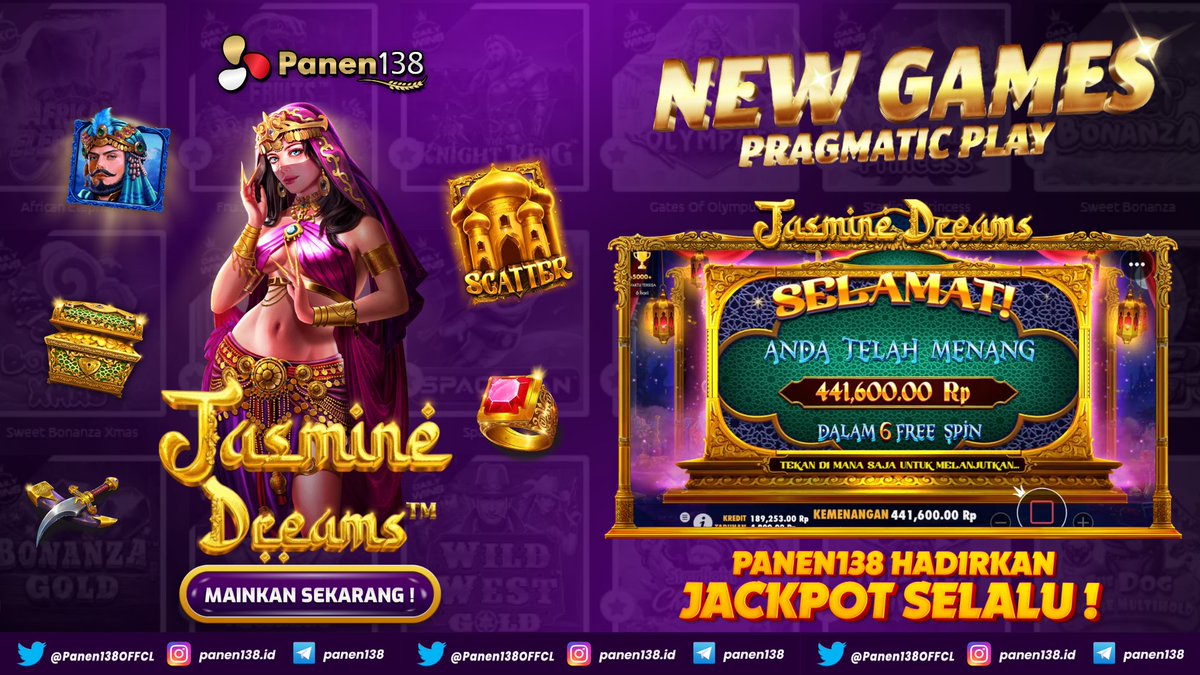 Panen138_Offcl's tweet photo. BREAKING NEWS dari #PANEN138  nihh
JASMINE DREAMS PRAGMATIC

Ayoo cobain game baru kita, jangan sampe kelewatan JP dari game yang satu ini yaa🥳
Lampung Sore #GenshinImpactID Dahlia Malang Plaza https://t.co/AM2cXIfuJp