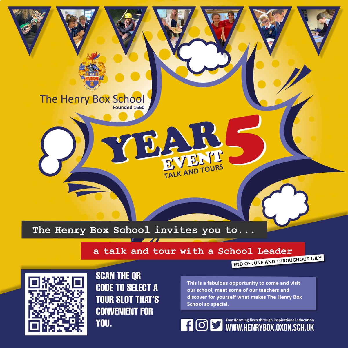 Year 5 - The Henry Box School invites you to... a talk and tour with a School Leader.

This is a fabulous opportunity to come and visit our school, meet some of our teachers, and discover for yourself what makes The Henry Box School so special.
eventbrite.co.uk/o/the-henry-bo…