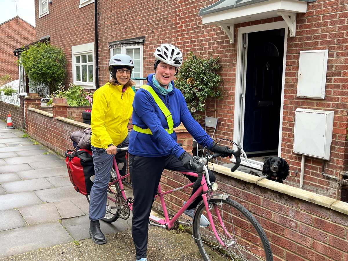 Taking cycling to a whole new level... @acrt_homerton physios @Patrici05956479  and Sarah cycling on Trish's newly purchased tandem bike 🚲🚲👯👏 @greenerhackney @GreenerNHS #greenerAHPs