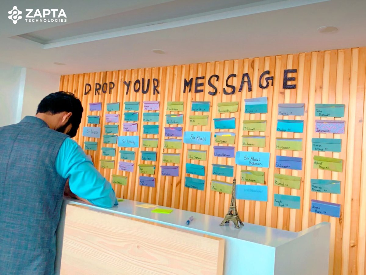 zaptatech's tweet photo. At ZAPTA Technologies (Pvt.) Limited, we planned an activity for everyone to drop their message to their co-workers. We had an amazing time during this activity.  🔝 📷 📷

#workculture #zaptatechnologies #workfun #team #communication #funatwork #funwithcoworkers https://t.co/hWMaVpWFSI