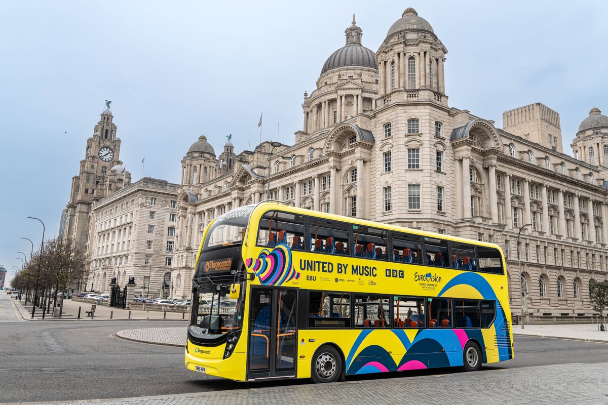 CPT_UK's tweet photo. This #Eurovision week, look out for a specially designed bus from CPT members @StagecoachMCSL. Buses and coaches will be vital part of the transport network this week, carrying hundreds of thousands of fans to and from the event and within the city of #Liverpool. https://t.co/3b6ik1olrx
