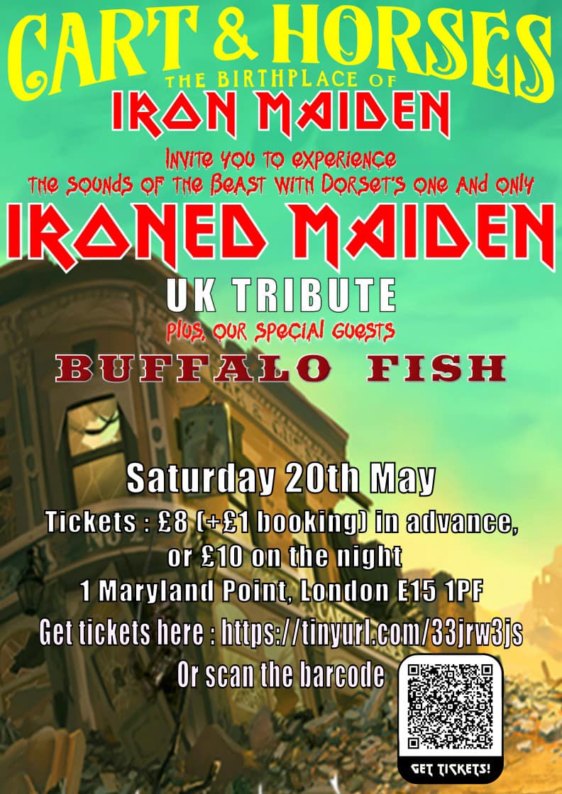 MaidenIroned's tweet photo. In Just Under A Week ……Saturday 6th May We Will Be Returning To The Fareham Pub …Fareham, Hampshire 

In Just Under 3 Weeks…..Saturday 20th May….We Will Be Returning To The Birthplace Of IRON MAIDEN……The Cart &amp; Horses, London #ironmaiden #metalfamily https://t.co/TwLGqoEYVs