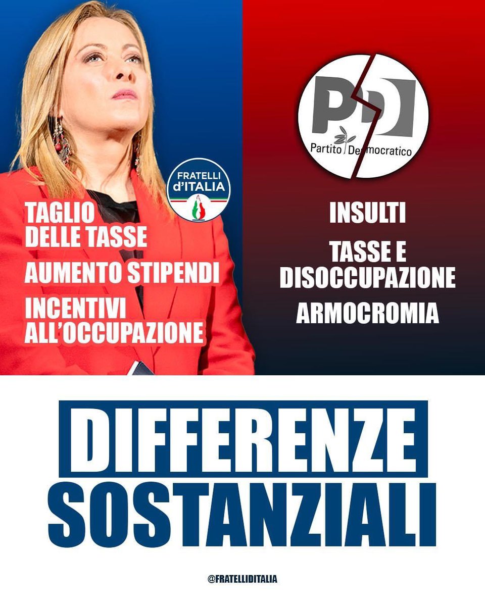 🔵 Mentre la sinistra tifa contro la Nazione, il governo Meloni riduce le tasse e aumenta gli stipendi.

Dalla parte dell’Italia.
