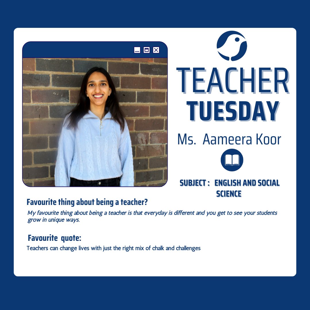 We’re beginning a brand new month with a brand new #TeacherTuesday, and today, we are honouring Ms Aameera Koor. 📷📷📷📷📷📷📷📷📷📷