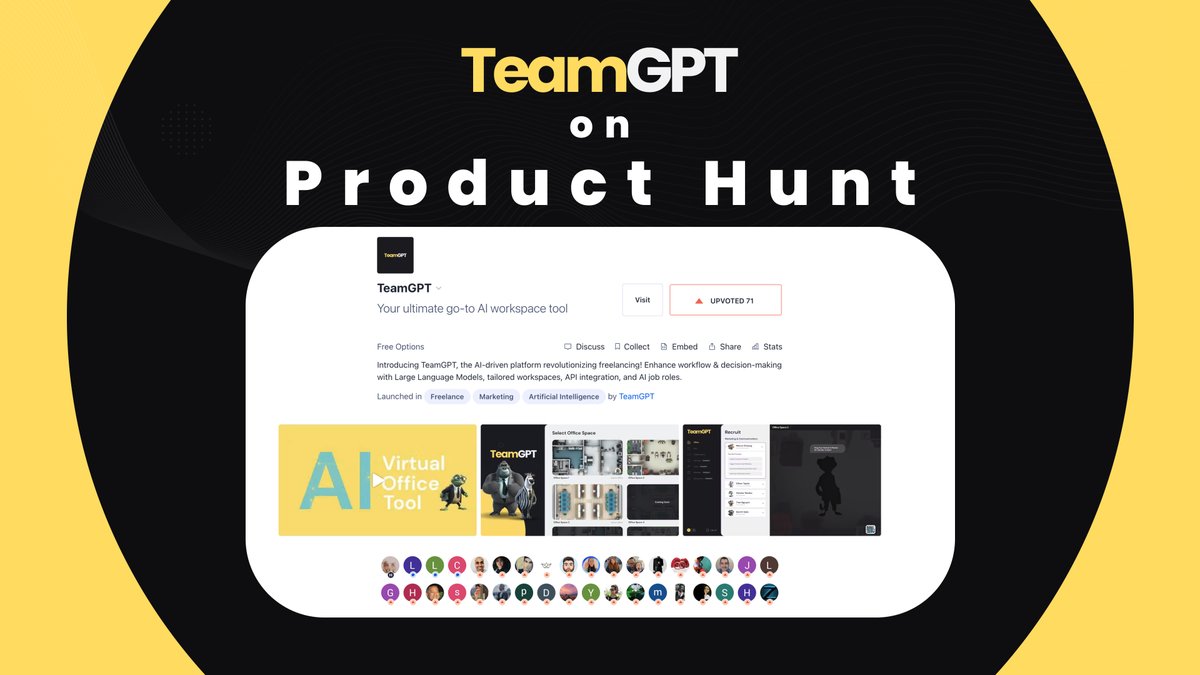 🎉#TeamGPT has landed on #ProductHunt🔥

Upvotes soaring and our community continues to grow🚀

Can't wait to bring our #AI tool to you all!
producthunt.com/posts/teamgpt