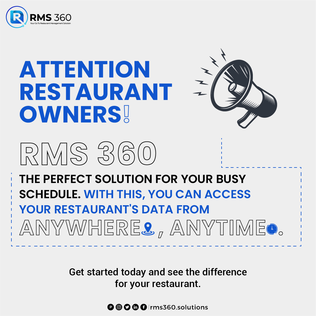 Say goodbye to the chaos of managing a restaurant. 🙅‍♂️🍔 

RMS 360 - The perfect solution for your busy schedule. You can access your restaurant's data from anywhere, anytime.

Learn more about us 🚀
🌐 rms360solutions.com
 
#rms360solutions #restaurantowners #businesssolution