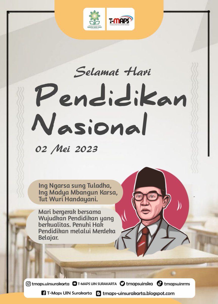 tmaps_uinska's tweet photo. ✨SELAMAT HARI PENDIDIKAN NASIONAL✨
"Jadikan setiap tempat sebagai sekolah, dan jadikan setiap orang sebagai guru." (Ki Hajar Dewantara)
#TMAPS
#INSPIREYOURLIFE
#FANTASTIC
#THESPIRITOFINSPIRATION
🗃️Join with our media on: https://t.co/d0BofQET8E https://t.co/V9l2q0C6VB