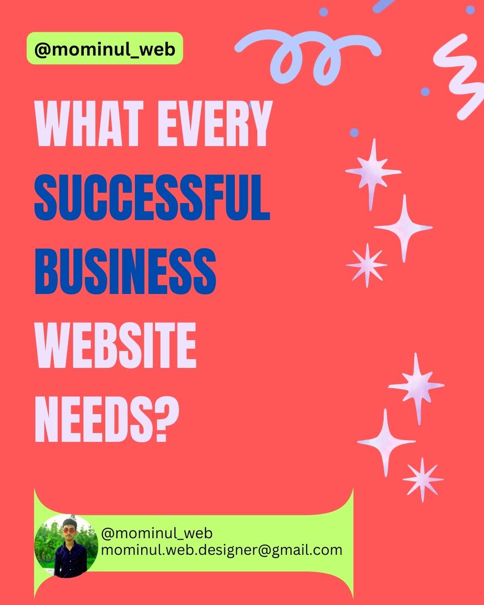 mominulweb's tweet photo. Well here are four things that you need for your website to make it successful:

- A clear navigation
- Good Content
- Good Design
- Fast Loading Speed
And if you're missing any of these elements and want to improve then,
I help businesses grow with highly convertible websites. https://t.co/f0wMGEQPTT