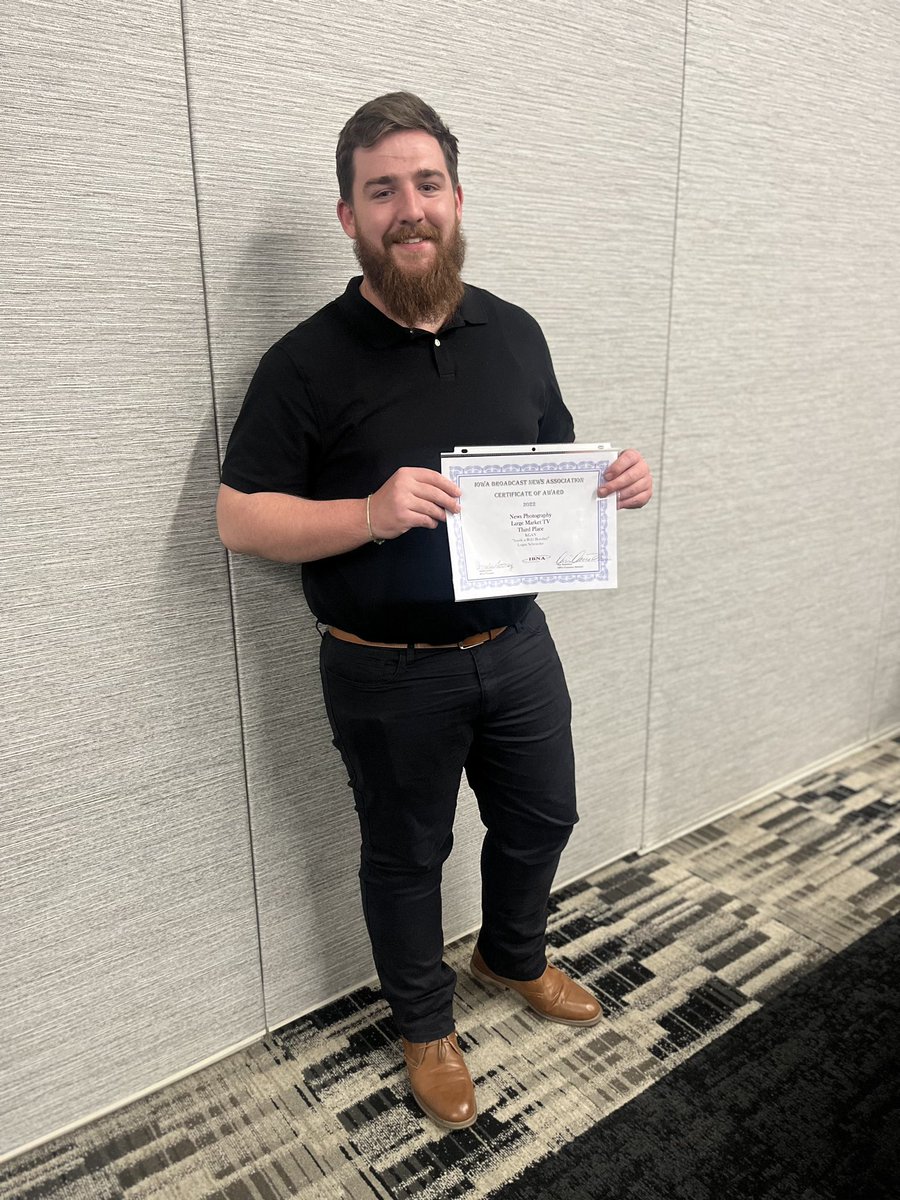Logan Schroeder (@logankgan) on Twitter photo Took a break from wearing my usual hoodie and hat this weekend to attend this years IBNA’s where I placed 3rd in the news photography category. Shoutout to the rest of the <a href="/iowasnewsnow/">Iowa's News Now</a> happy to be apart of the team. Took a break from wearing my usual hoodie and hat this weekend to attend this years IBNA’s where I placed 3rd in the news photography category. Shoutout to the rest of the <a href="/iowasnewsnow/">Iowa's News Now</a> happy to be apart of the team.