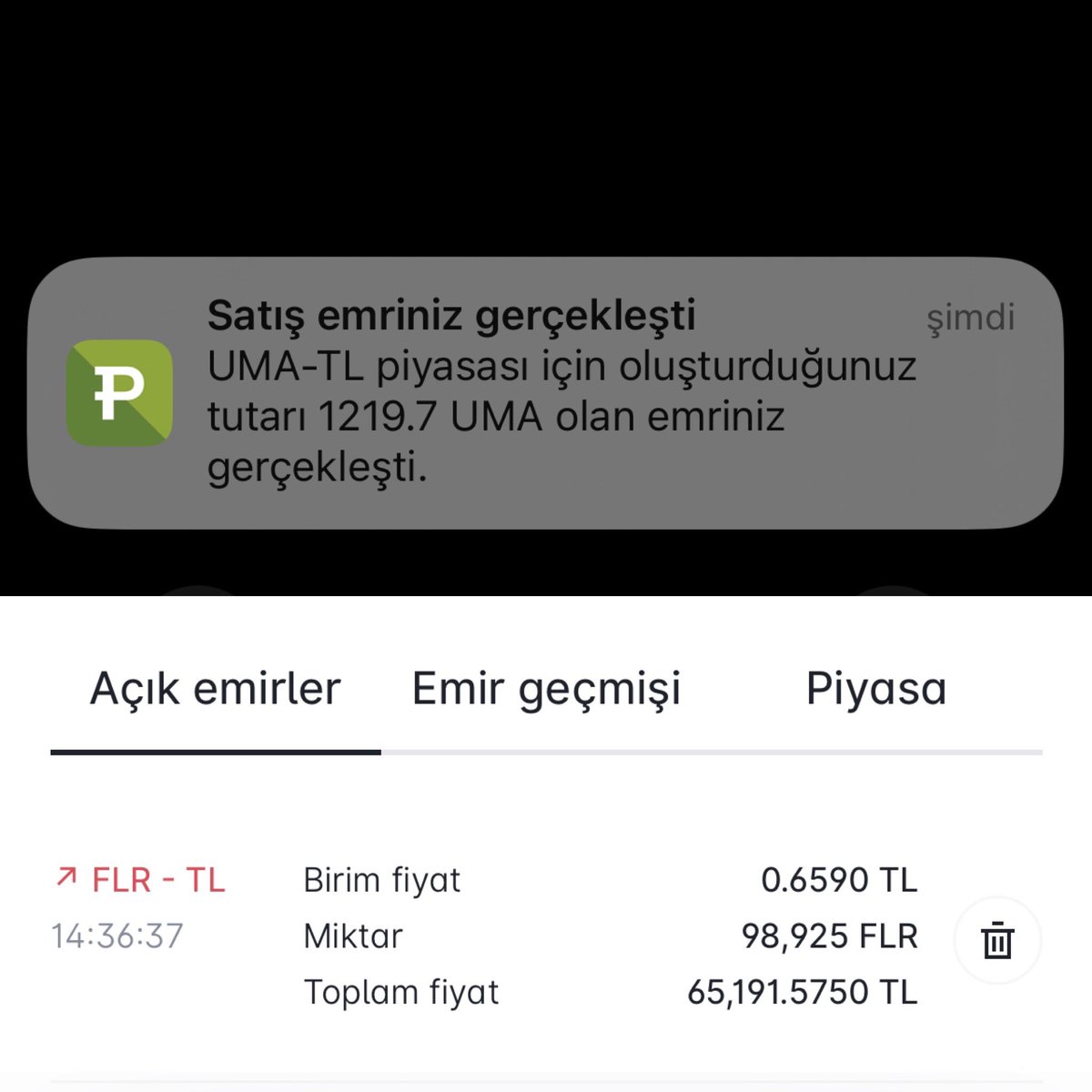 #Uma $Uma emrim gerçekleşti, işlem kârı 8.300 TL!

Oluşan bütçeyle 6.05 TL'den #Flr $Flr alıp 6.59 TL'ye satış emri koydum.

#Btc $Btc 27.6K desteğini zorlamaz umarım, biraz durulup #FED toplantısına kadar dayansa #altcoins için ümit olur...

#Altseason #Flare #Altcoin #Bitcoin