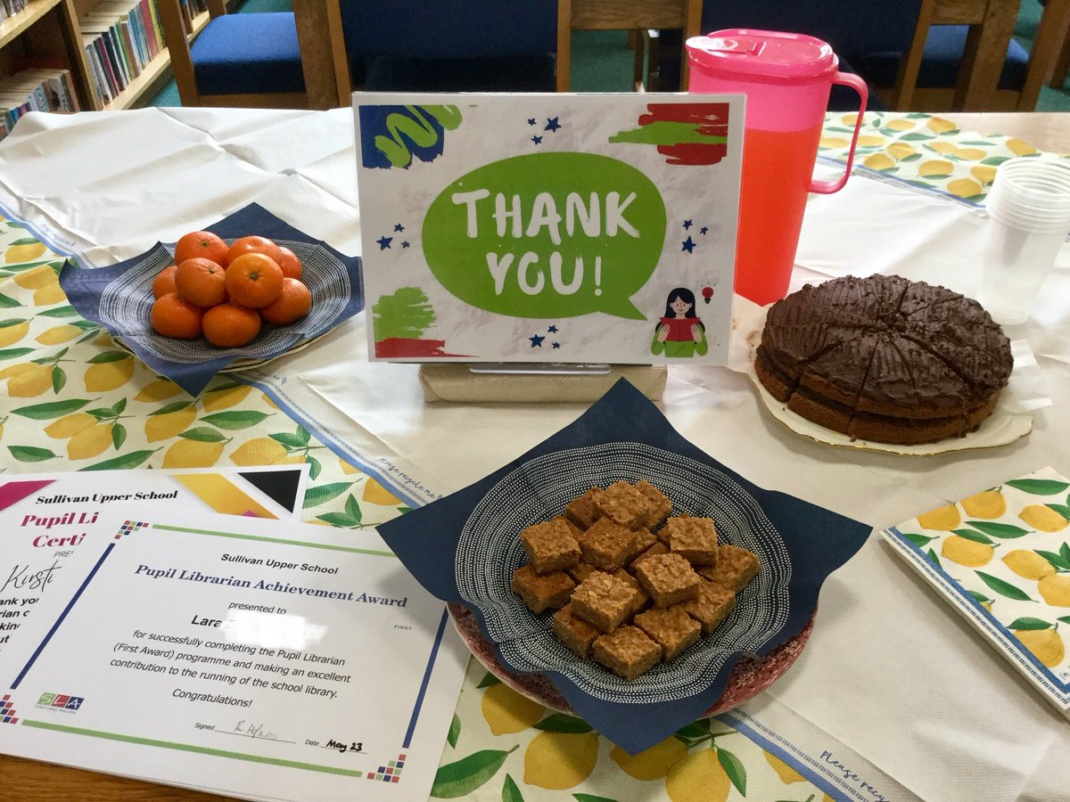SullivanUpp_Lib's tweet image. Looking forward to entertaining #pupillibrarians from Yrs 12 &amp;amp; 14 @sullivan_upper at Break today for their end-of-year get-together &amp;amp; presentation of @uksla certificates. Great work and tremendous help throughout the year👏🤩🥳#libraryteam #librarylife #teamwork #lovebooks