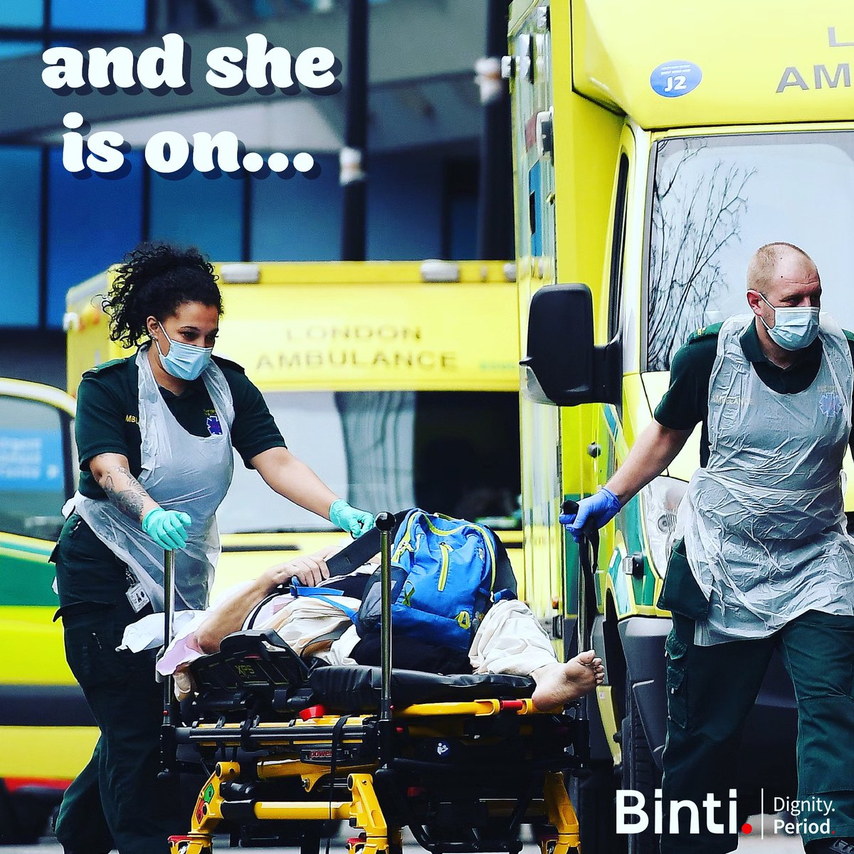 BintiPeriod's tweet image. 🩸And she is on. 

🩸A paramedic on duty.

🩸What does she do when she starts her period?

🩸She carries on with her work until she can grab some toilet paper

She should have access to period products at work. &amp;amp; so should you #DignityAtWork

#SmashShame 
#BintiPeriod #Paramedic