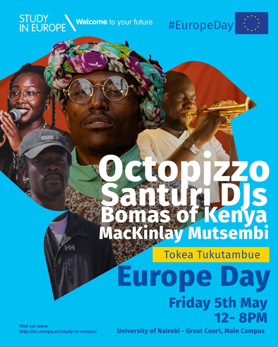 To celebrate this year’s #EuropeDay I invite you to a free concert with the great Kenyan artist @Octopizzo &amp; friends;  @mackinlay_music @SanturiProject  on 5 May at the Great Court, Nairobi University #Europe  <a href="/uonbi/">University of Nairobi</a> Register here: eudelegationkenya.hustlesasa.shop