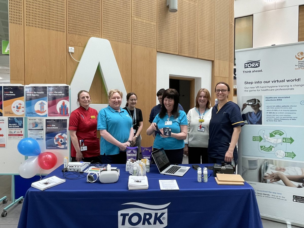 Join us in the Atrium for #handhygiene awareness, looking all things hand health and hand hygiene to prevent HCAi . Working with #occupational health #TORKcleanhands #WHOhand hygiene #Safehands   #ipcsustainability