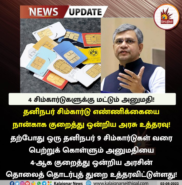 21sparksacademy's tweet photo. ஒரு நபருக்கு 4 சிம் கார்டு மட்டுமே அனுமதி.

#Simcard #21SparksAcademy https://t.co/wxTVJ7hLP4