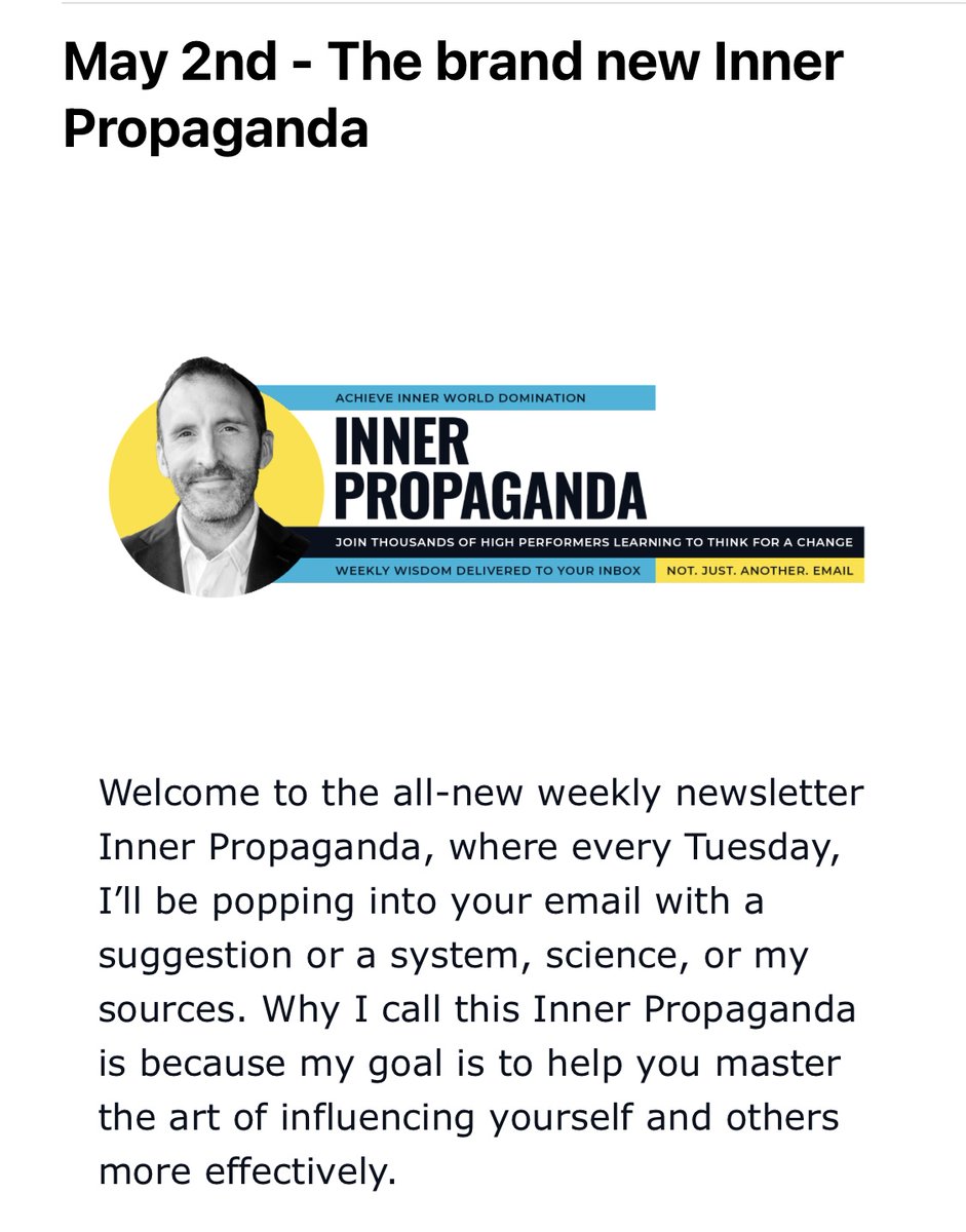 owenfitzp's tweet photo. 💥Exciting news💥

My brand new weekly #newsletter 'Inner Propaganda' is launching today so check your inbox!!

From now on, every Tuesday, I’ll be popping into your email with a suggestion, system, science, or my sources. Hope you like it 😀

#innerpropaganda #psychology https://t.co/QoBK8J4UTv