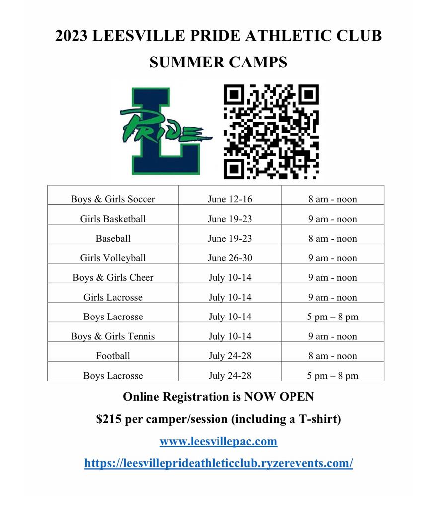 Sign up for Leesville Road PAC Summer Camps Today!!