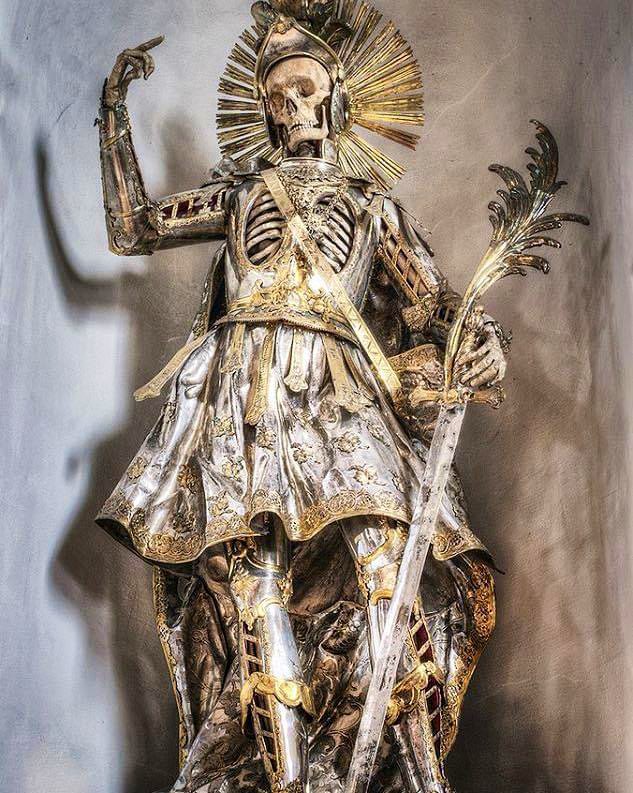 The skeleton of Saint Pancratius in the Church of St. Nikolaus, Switzerland.
