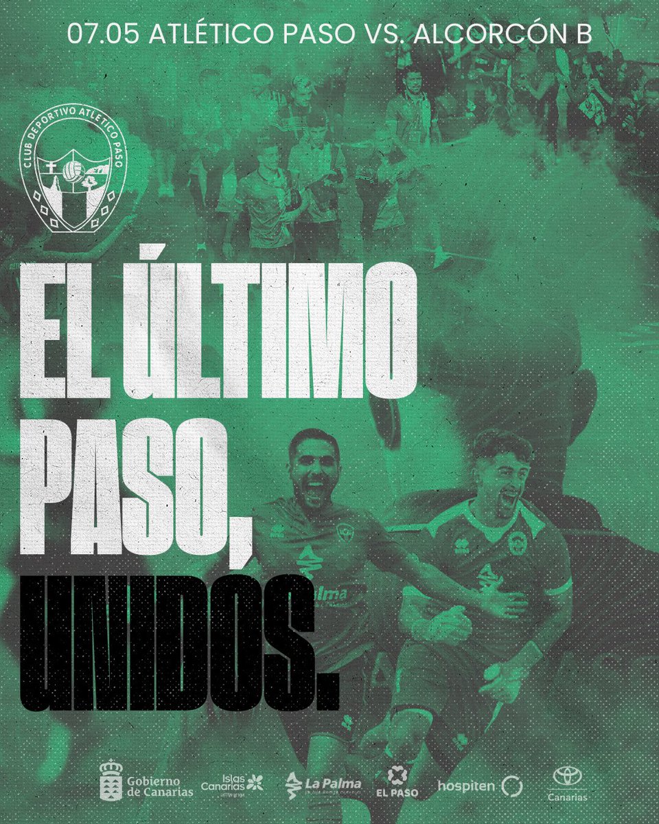 AtleticoPaso's tweet photo. Esto se acaba, pero lo acabamos juntos⚽

Hagamos que este domingo sea inolvidable, familia… ¡TODOS A UNA!💚🖤

#unidoshastaelfinal 
#esnuestromomento #loqueelfuegonodestruye #cdatléticopaso https://t.co/KZFVCeTcpa