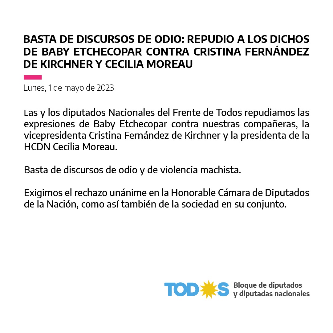 vtolosapaz's tweet photo. ¡Basta de violencia política!

@CFKArgentina 
@ceciliamoreauok https://t.co/GtKuLBLkgM