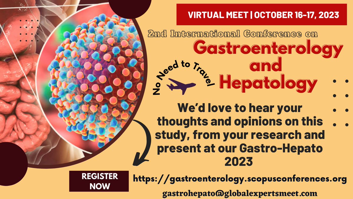 Naresh (@nareshbabu55) on Twitter photo gastroenterology.scopusconferences.org gastroenterology.scopusconferences.org/registration gastroenterology.scopusconferences.org/call-for-abstr… #gastrohepato 2nd #International Conference on #Gastroenterology and #Hepatology during October 16-17, 2023 at #OnlineEvent <a href="/GastroRes/">Gastroenterology Research</a> <a href="/rplanasv/">Hepatology HGTiP</a> <a href="/charlottegastro/">Charlotte Gastroenterology & Hepatology</a> <a href="/UCLAGIHep/">UCLA Gastroenterology and Hepatology</a> <a href="/GastroMJB/">Matthew Brookes</a> gastroenterology.scopusconferences.org gastroenterology.scopusconferences.org/registration gastroenterology.scopusconferences.org/call-for-abstr… #gastrohepato 2nd #International Conference on #Gastroenterology and #Hepatology during October 16-17, 2023 at #OnlineEvent <a href="/GastroRes/">Gastroenterology Research</a> <a href="/rplanasv/">Hepatology HGTiP</a> <a href="/charlottegastro/">Charlotte Gastroenterology & Hepatology</a> <a href="/UCLAGIHep/">UCLA Gastroenterology and Hepatology</a> <a href="/GastroMJB/">Matthew Brookes</a>