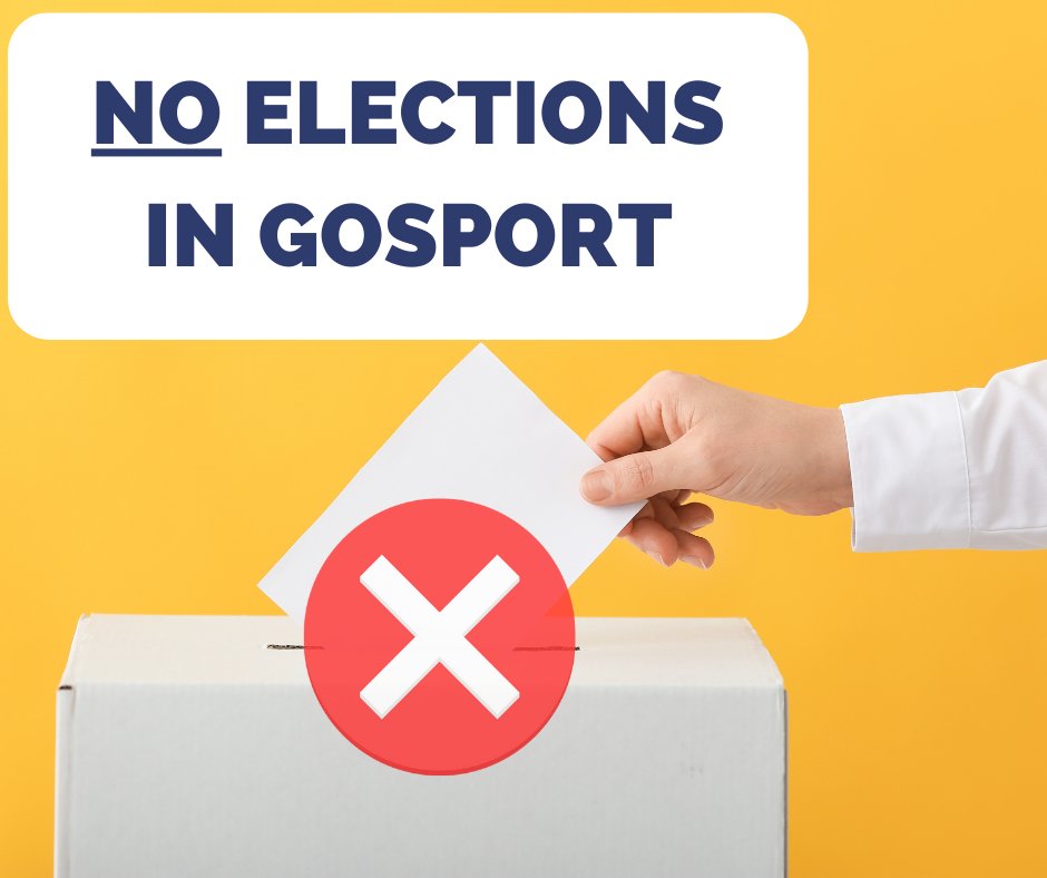 GosportCouncil's tweet image. 𝗡𝗢 𝗘𝗟𝗘𝗖𝗧𝗜𝗢𝗡𝗦 𝗙𝗢𝗥 𝗚𝗢𝗦𝗣𝗢𝗥𝗧

Our Elections team have been receiving a high volume of calls and emails about missing poll cards/ postal votes.  Gosport is not holding Elections this May as we had Elections last year. Our next scheduled Elections will be May 2024.