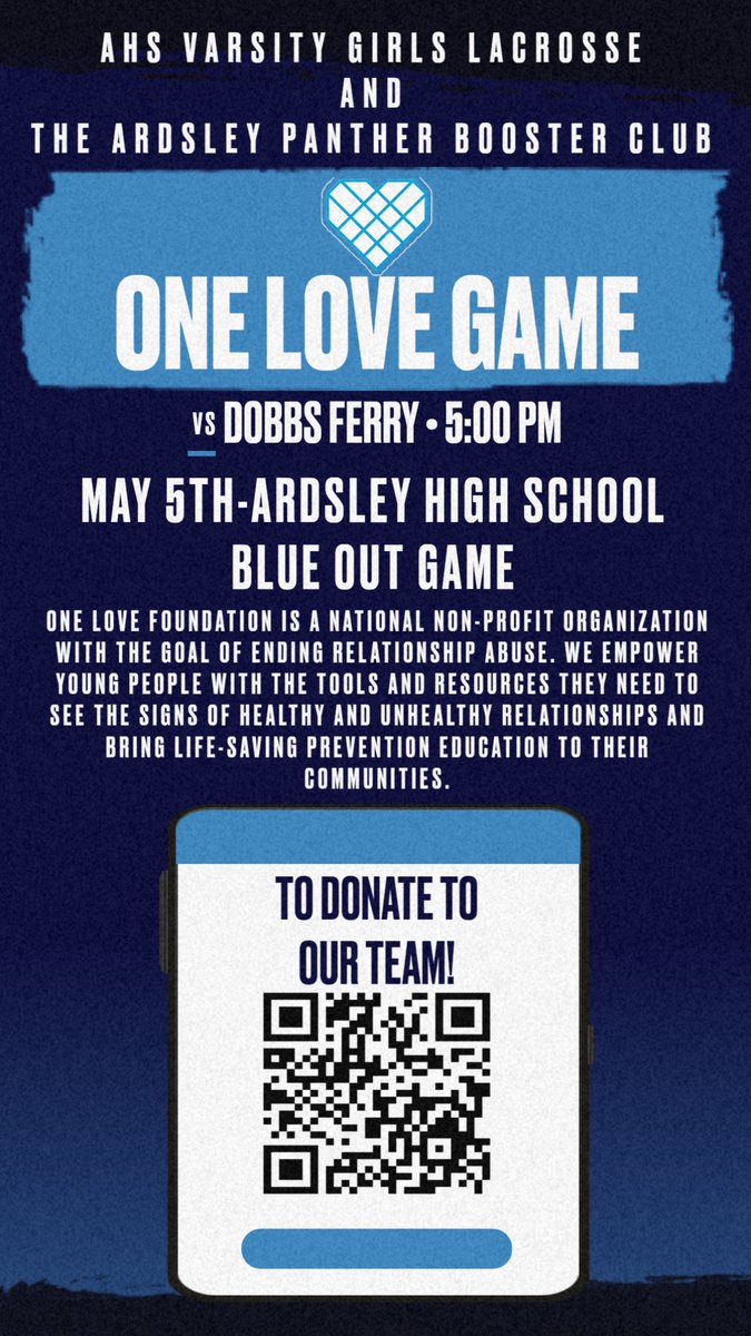 ardsley_vglax's tweet photo. This Friday come support an amazing cause! 

⏰5:00 PM
📍AHS
🗓05/05

@Join1Love 
@ardsleyvillage 
@ArdsleyPanthers 
@ArdsleySchools https://t.co/1uvzxMlAKo