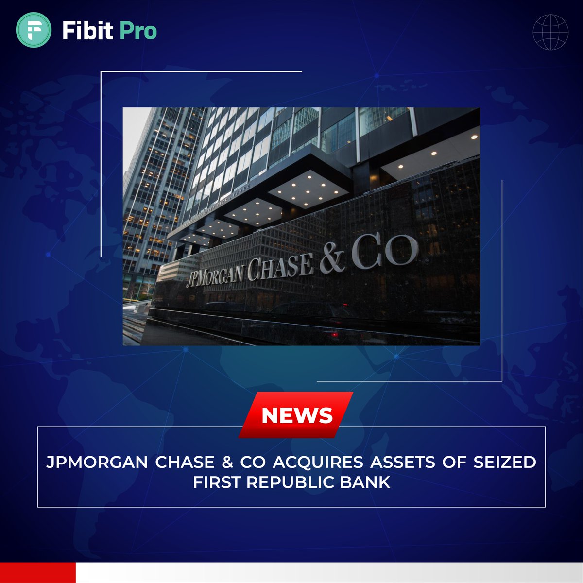 fibitpro's tweet photo. JPMorgan Chase buys most of First Republic Bank's assets🏦 
🔒U.S. regulators seized the bank, the third major U.S. bank failure in two months. 
What's next for the banking industry?🤔
#JPMorganChase #FirstRepublicBank #USregulators #bankingnews https://t.co/mc9p9xGwIO