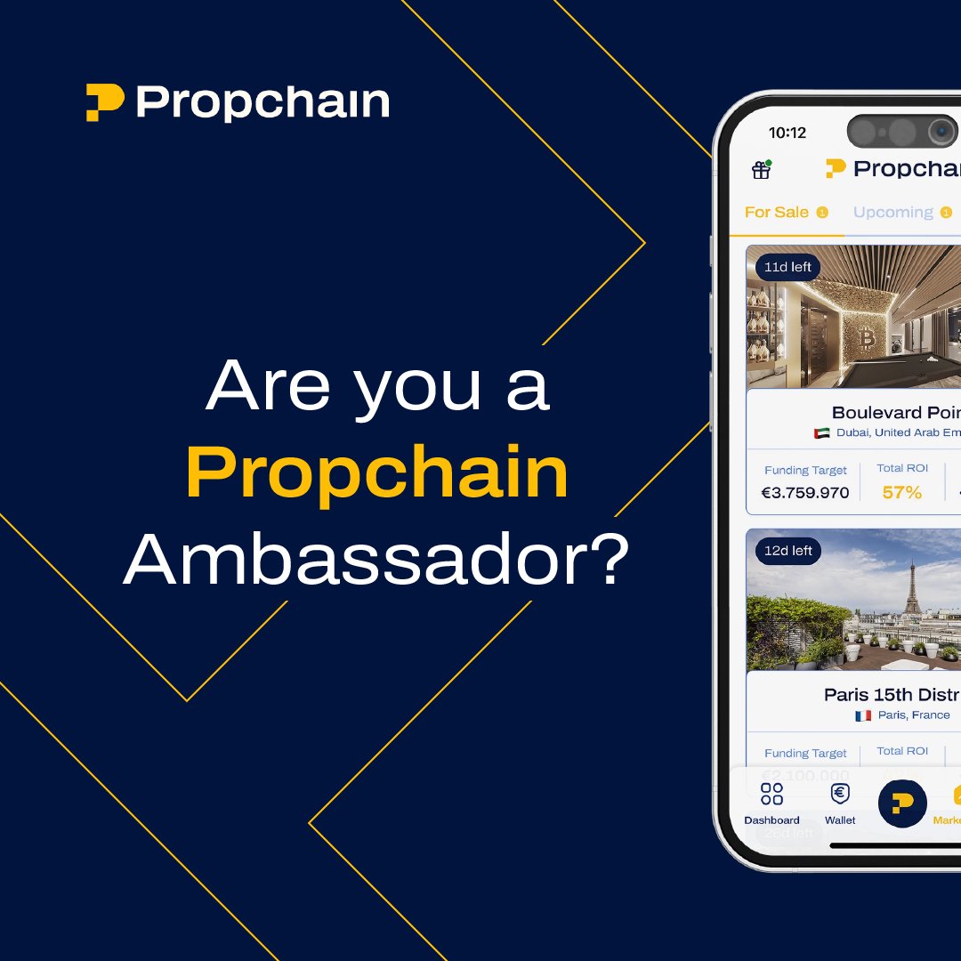 PropChainGlobal's tweet photo. Our official Ambassador Program starts today!

Join us in spreading the word about $PROPC, leading our community, and being a key part of #Propchain's phenomenal growth.

Ambassadors will also enjoy exclusive benefits, such as having the privilege of starting with a higher tier on our upcoming platform, activity rewards and much more.

It all begins today... Stay tuned! ⌛️
