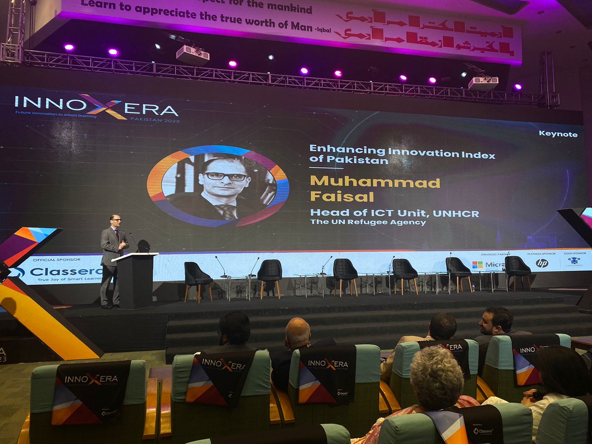 InnoXeraSummit's tweet image. Muhammad Faisal, Head of ICT Unit, UNHCR, the UN @Refugees Agency, addressing the audience about “Enhancing Innovation Index of Pakistan”

#innoxera2023 #innoxerapk #edtechpakistan