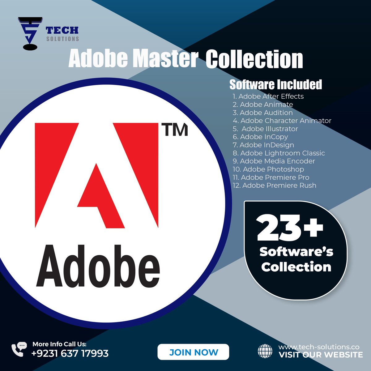 techsolutionsco's tweet photo. Here are some of the key features and benefits of the Adobe Master Collection:
visit: https://t.co/3GK0hMPsng
#trendingsoftware #TrendingTemplate
#techsolutions #tech #software @techsolutionsc https://t.co/4yORpOP5k2