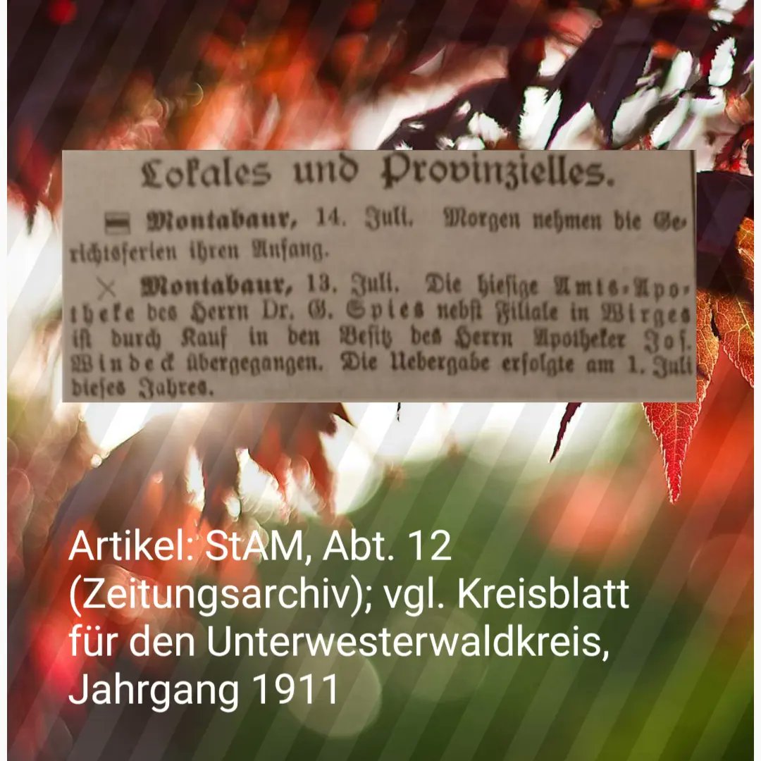 StAr_Montabaur's tweet photo. Die #Apotheke von Montabaur [B.  5 / letzter Beitrag]

Die Witwe v. Dr. Spies verkaufte die Apotheke in #Montabaur 1911 an die ursprünglich aus #Kastellaun stammende Familie Windeck. Über 3 Generationen leitete diese die #Amtsapotheke bis z. Ruhestand v. Günter Windeck 2001. https://t.co/1Az2jpz6tp