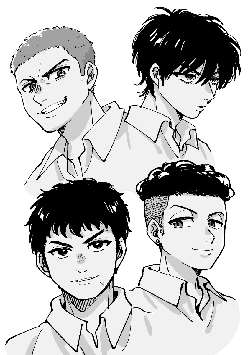スラダン落書き(ゴリ入らなかったすまん😇) やっぱ予想通りミッチーが1番難しい…どう足掻いても似ない…😌