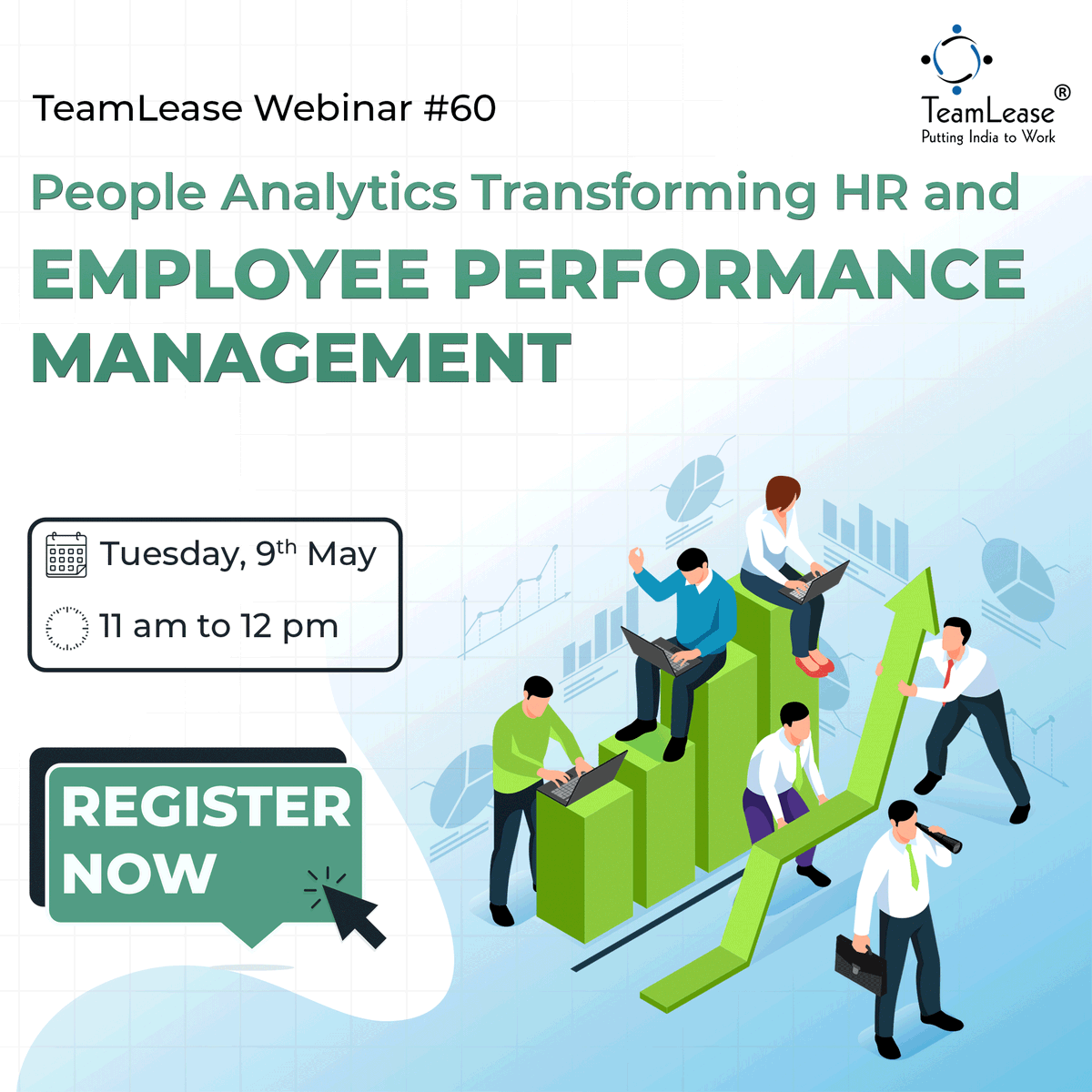 TeamLease's tweet image. New-age approaches are streamlining the #HRfunction & operation. Join our upcoming #TeamLeasewebinar on ‘Reshaping HR with People Analytics and Its Impact on Employee Performance Management'
When: 9th May @ 11:00 AM, IST
Register Now: buff.ly/44fymEJ
#puttingindiatowork