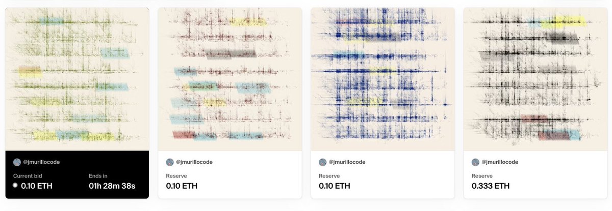 AshDodani's tweet photo. Almost the last hour with current bid by @sashastiles on @jmurillocode and I's collection collaboration of poetry x code x art.
And then we have the last 3/8 pieces left. Scoop before it whoops. ;)
ART DOX: https://t.co/5F03jtoo5s
#PoetryIsART #CodeIsART #WordsAsART https://t.co/EkBPseDbd3