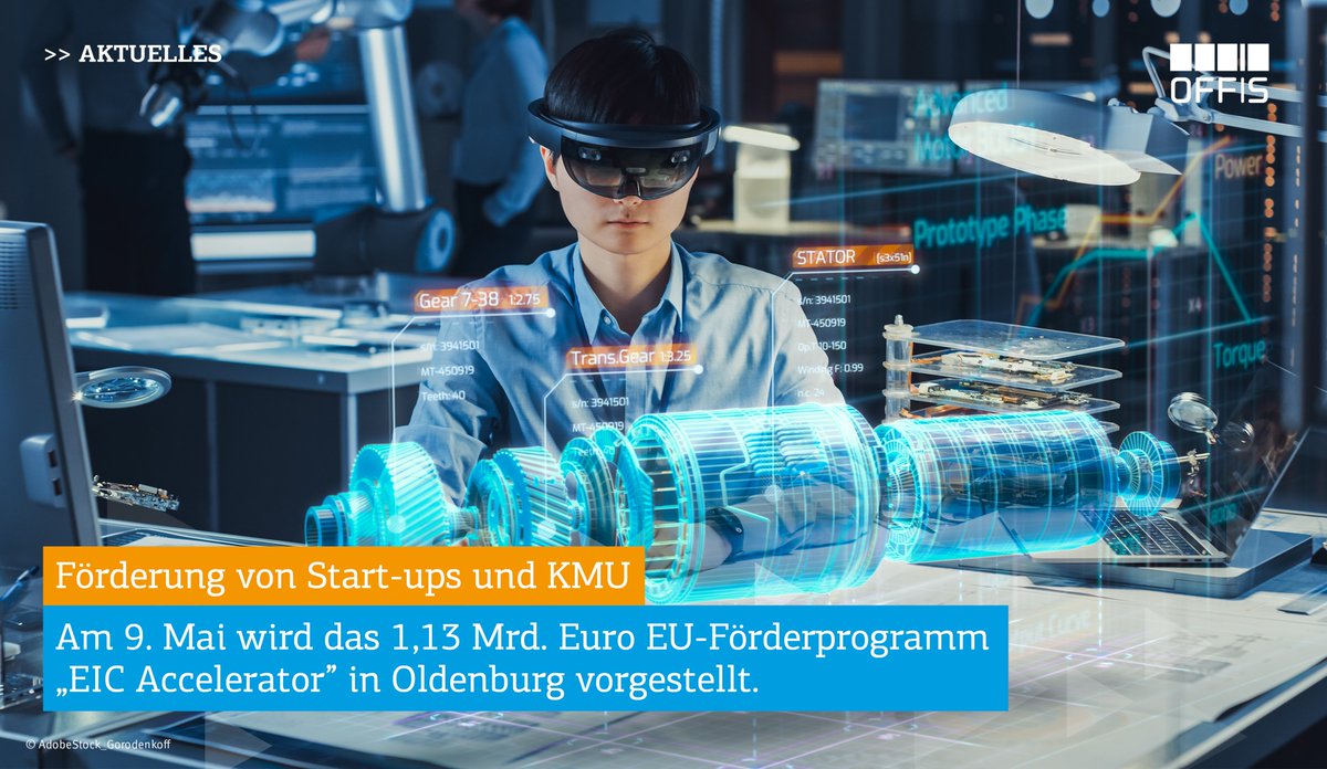 Start-ups und KMU aufgepasst! Am 9. Mai wird in #Oldenburg das 1,13 Milliarden Euro schwere EU-Förderprogramm #EICAccelerator vorgestellt, das die Entwicklung und Skalierung bahnbrechender Innovationen vorantreiben soll. 💡 🚀 

Weitere Infos: bit.ly/3oUaSo9 🙂