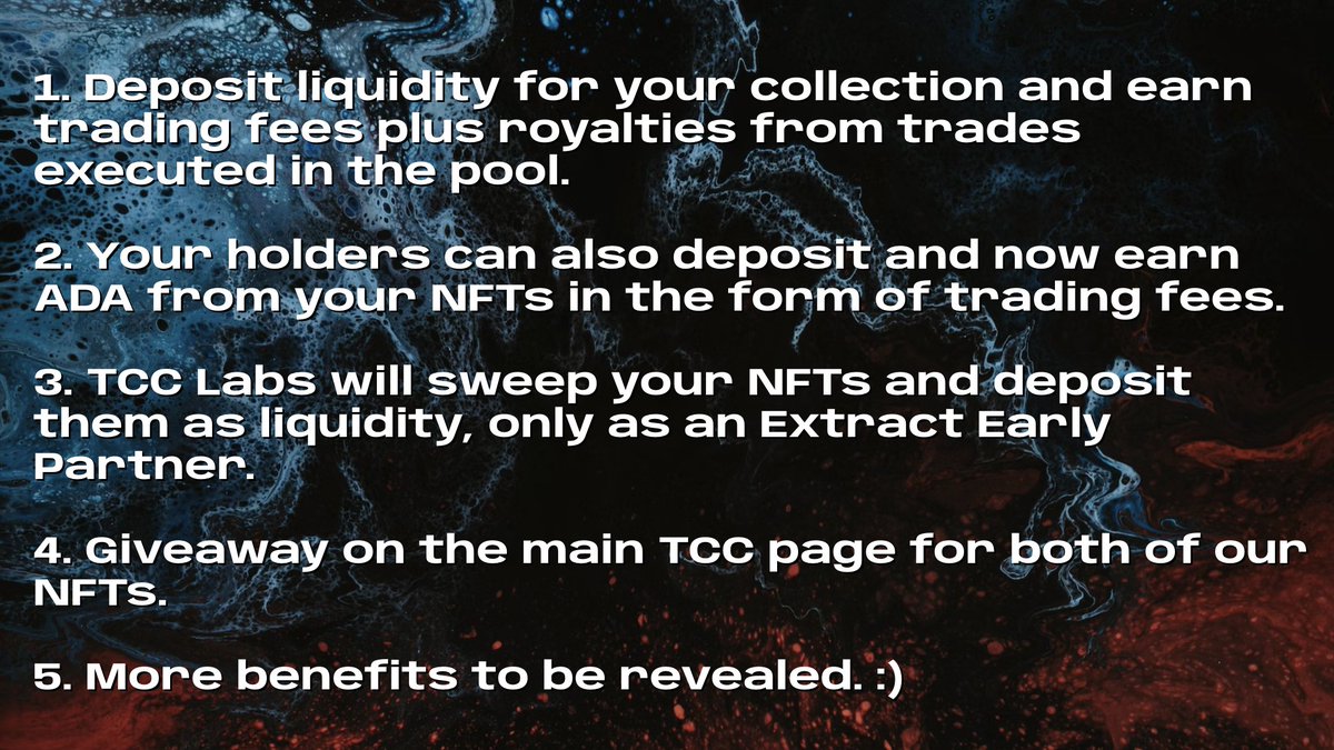 ExtractDEX's tweet image. Hello #CardanoNFTs 👋

We are currently on-boarding CNFT collections to Extract&apos;s Early Partners program. But, we would like your help.

Which project would you like to see become an Extract Early Partner? Tag them below. ⤵️

See the perks below for Extract Early Partners: