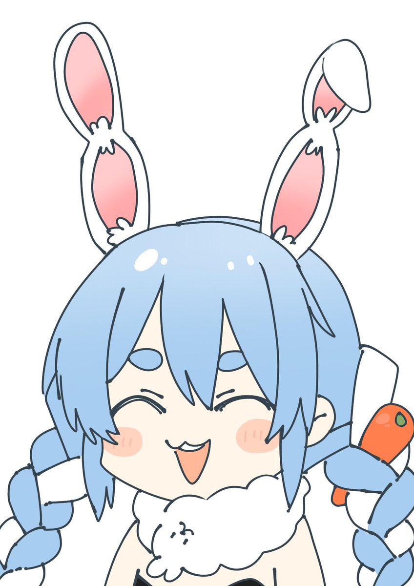 usada pekora 1girl animal ears rabbit ears solo braid blue hair food-themed hair ornament  illustration images