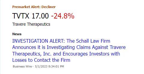 Chameleon 🦎 on Twitter: "$TVTX #TravereTherapeutics declines in
