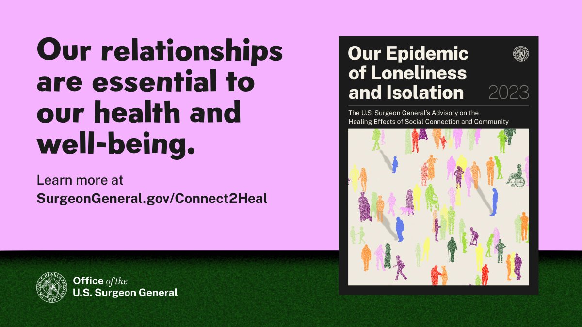 Loneliness contributes to many public health issues. I’m proud to join @Surgeon_General in the work to address this challenge and rebuild our nation to be healthier and happier. surgeongeneral.gov/connect2heal #Connect2Heal @CornellCHE @CornellPsychDpt