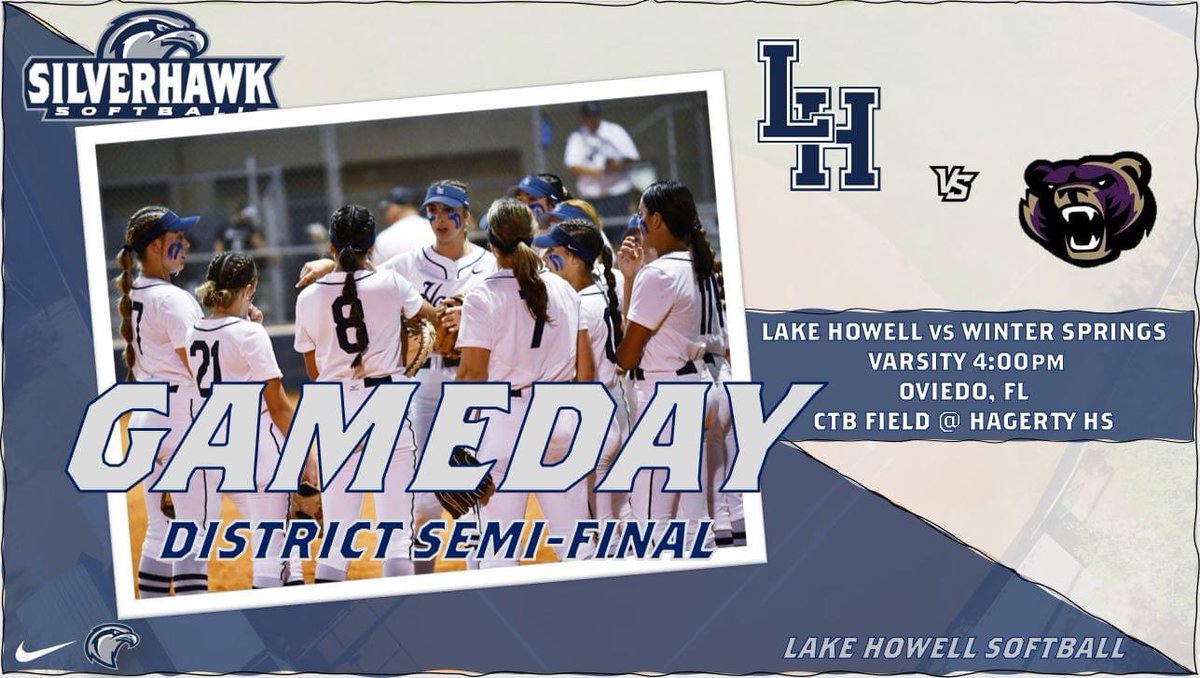 #𝙂𝘼𝙈𝙀𝘿𝘼𝙔 
𝘿𝙄𝙎𝙏𝙍𝙄𝘾𝙏 𝙎𝙀𝙈𝙄-𝙁𝙄𝙉𝘼𝙇
🆚Winter Springs
📆May 2
🕰4:00
📍Oviedo, FL
🏟CTB Field - Hagerty HS